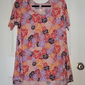 LuLaRoe Perfect T Floral Tunic - Red, Purple, Orange